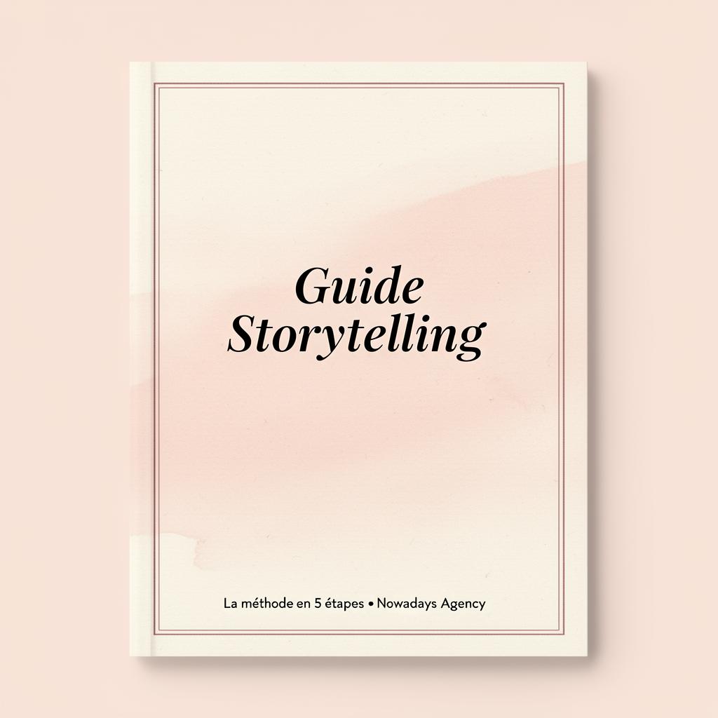 Aperçu du guide Storytelling gratuit Nowadays : couverture éditoriale et méthode en 5 étapes.