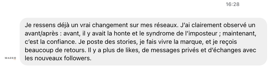 Message de témoignage : un changement positif sur les réseaux sociaux